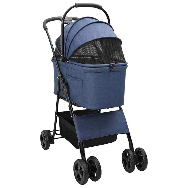 ギャラリービューアに画像をロードする, Vidaxl opvouwbare huisdierenwagen blauw 81 x 47 x 99 cm polyester
