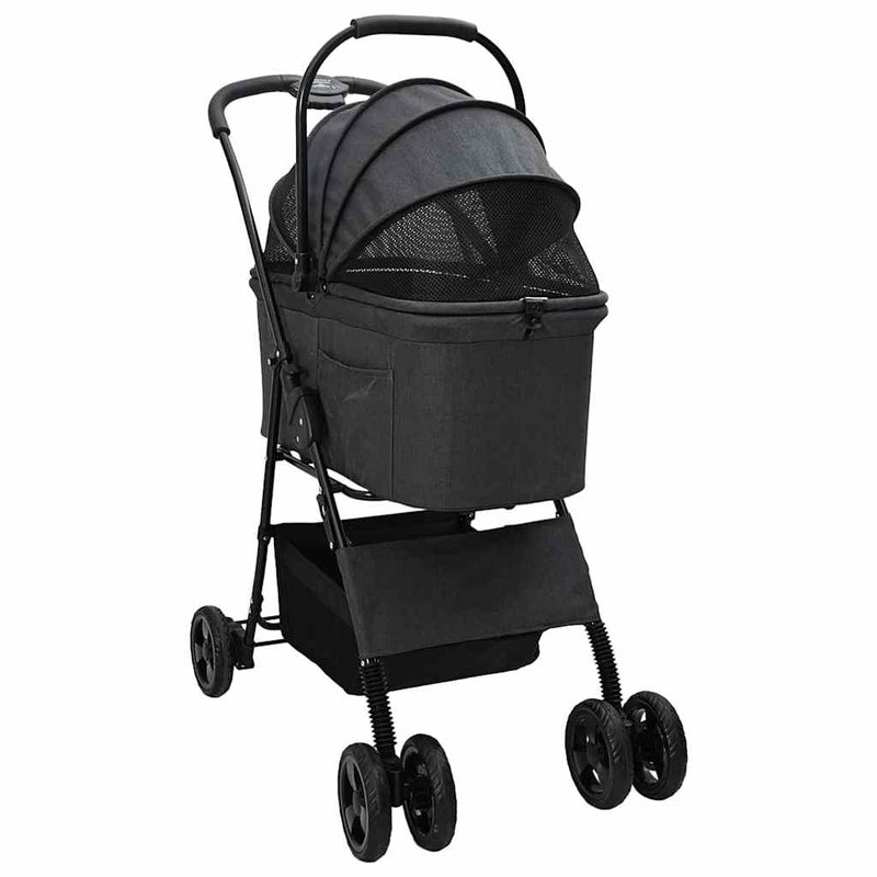 ギャラリービューアに画像をロードする, Vidaxl opvouwbare huisdierenwagen zwart 81 x 47 x 99 cm polyester
