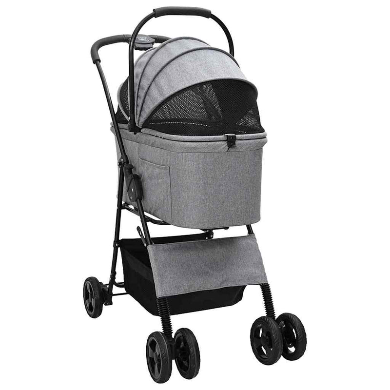 ギャラリービューアに画像をロードする, Vidaxl opvouwbare huisdierenwagen grijs 81 x 47 x 99 cm polyester
