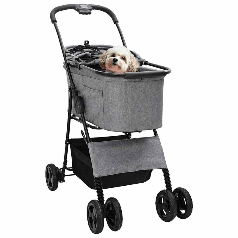 ギャラリービューアに画像をロードする, Vidaxl opvouwbare huisdierenwagen grijs 81 x 47 x 99 cm polyester
