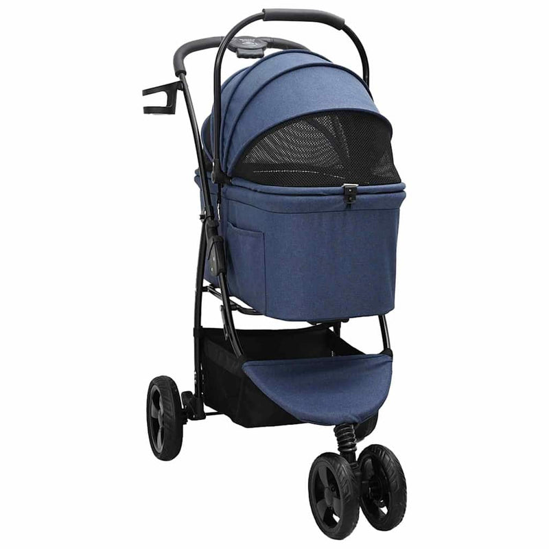 Chargez l'image dans la visionneuse de la galerie, Vidaxl opvouwbare huisdierenwagen blauw 78 x 54 x 101 cm polyester
