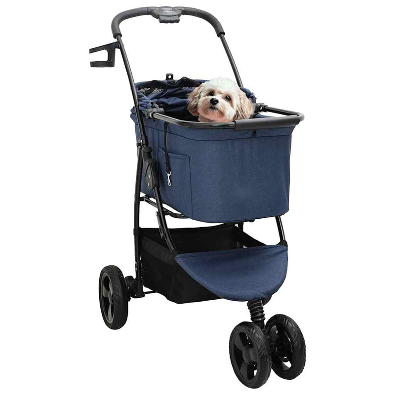 Chargez l'image dans la visionneuse de la galerie, Vidaxl opvouwbare huisdierenwagen blauw 78 x 54 x 101 cm polyester

