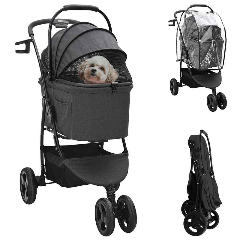 ギャラリービューアに画像をロードする, Vidaxl opvouwbare huisdierenwagen zwart 78 x 54 x 101 cm polyester
