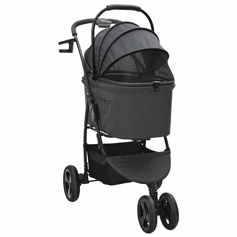 ギャラリービューアに画像をロードする, Vidaxl opvouwbare huisdierenwagen zwart 78 x 54 x 101 cm polyester
