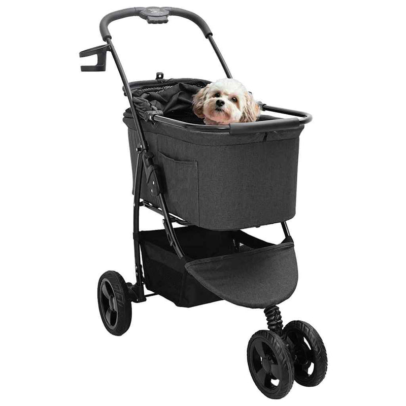 ギャラリービューアに画像をロードする, Vidaxl opvouwbare huisdierenwagen zwart 78 x 54 x 101 cm polyester
