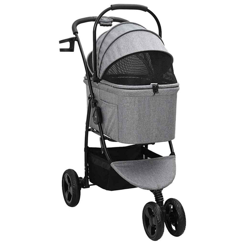 Chargez l'image dans la visionneuse de la galerie, Vidaxl opvouwbare huisdierenwagen grijs 78 x 54 x 101 cm polyester
