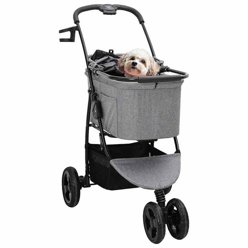 Chargez l'image dans la visionneuse de la galerie, Vidaxl opvouwbare huisdierenwagen grijs 78 x 54 x 101 cm polyester
