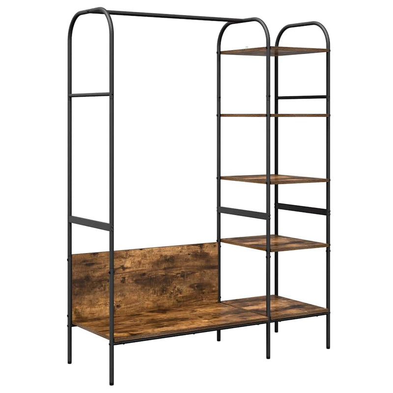 Afbeelding laden in galerijviewer, Vidaxl kledingrek met plank bruin eiken 120 x 44 x 160 cm bewerkt hout

