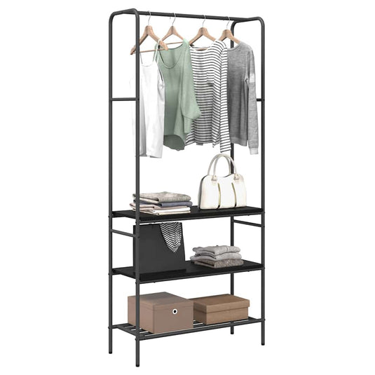 Vidaxl kledingrek met plank zwart eiken 77 x 30 x 171 cm bewerkt hout