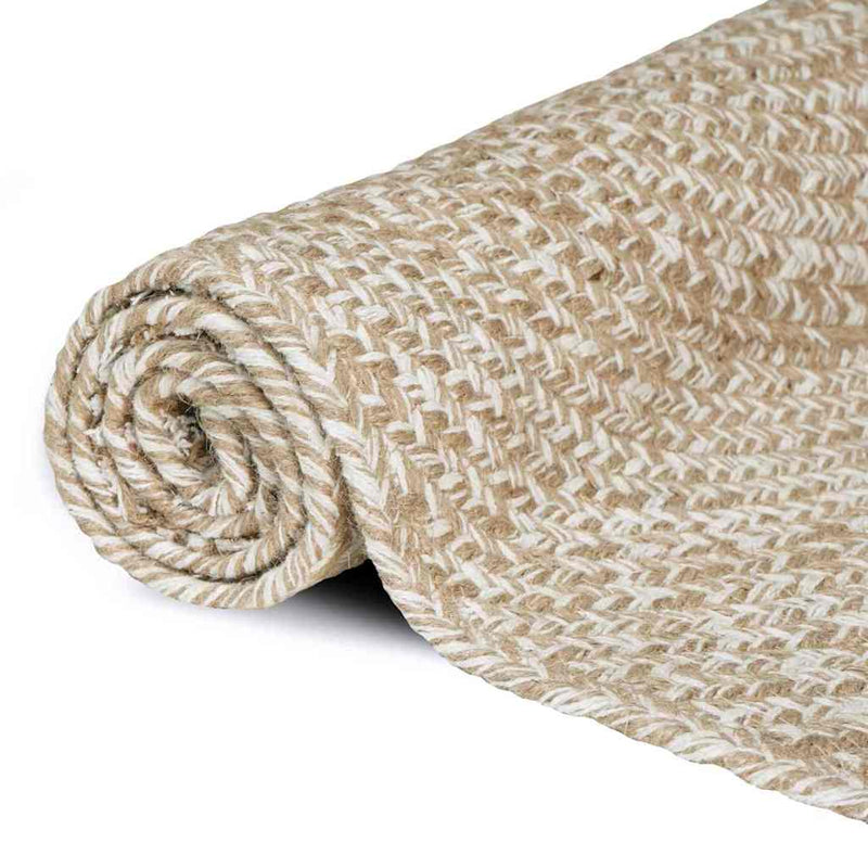 Chargez l'image dans la visionneuse de la galerie, Vidaxl vloerkleden rechthoekig natuurlijk en wit 60 x 250 cm jute
