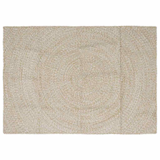 Vidaxl vloerkleden rechthoekig natuurlijk en wit 120 x 170 cm jute
