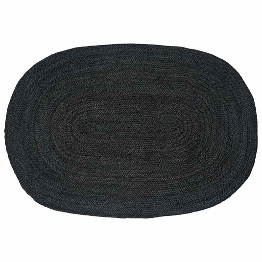 Vidaxl vloerkleden ovaal zwart 122 x 183 cm jute