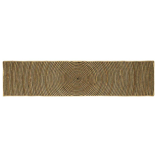 Vidaxl vloerkleed natuurlijk en zwart 60 x 300 cm jute