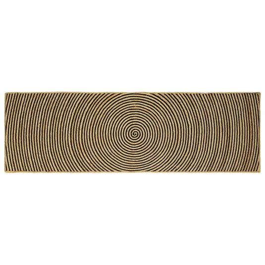 Vidaxl vloerkleed natuurlijk en zwart 80 x 250 cm jute