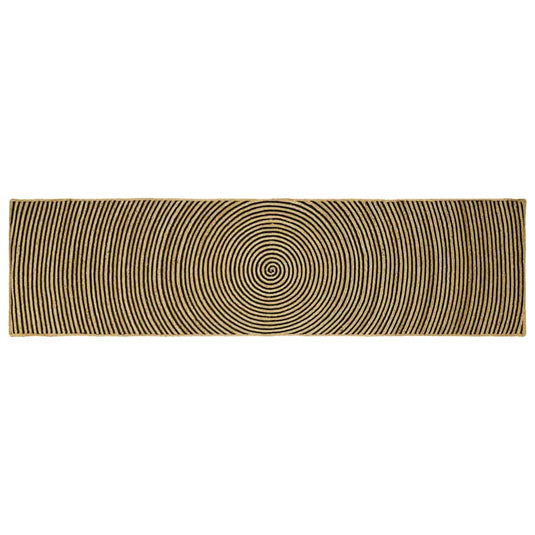 Vidaxl vloerkleed natuurlijk en zwart 80 x 300 cm jute
