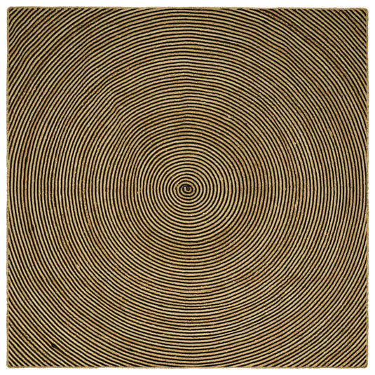 Vidaxl vloerkleed natuurlijk en zwart 200 x 200 cm jute