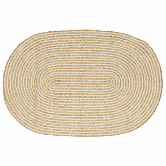 Vidaxl vloerkleed natuurlijk en wit 100 x 152 cm jute