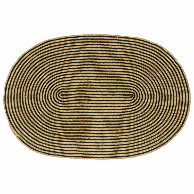 Chargez l'image dans la visionneuse de la galerie, Vidaxl vloerkleed natuurlijk en zwart 122 x 183 cm jute
