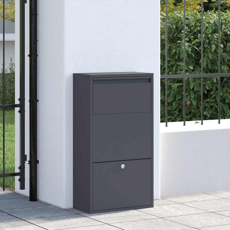 ギャラリービューアに画像をロードする, Vidaxl pakket inwerp box met opslag antraciet 44 x 22 x 82 cm staal

