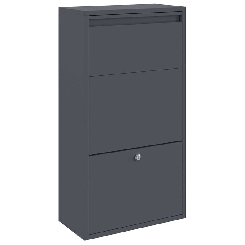ギャラリービューアに画像をロードする, Vidaxl pakket inwerp box met opslag antraciet 44 x 22 x 82 cm staal
