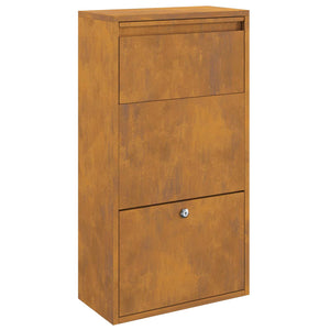 Vidaxl pakket inwerp box met slot roestig 44 x 22 x 82 cm cortenstaal