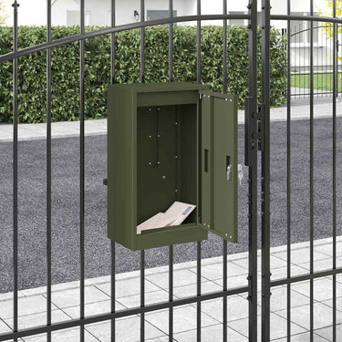 Vidaxl brievenbus met opslag met slot olijfgroen 30 x 20 x 55 cm staal