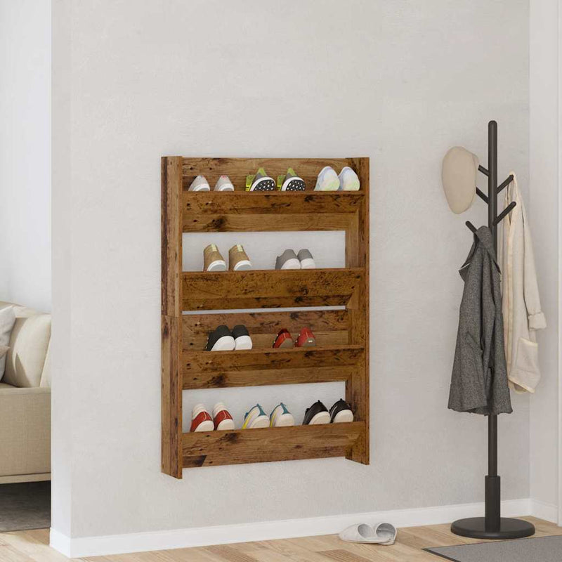 Chargez l'image dans la visionneuse de la galerie, Vidaxl schoenenkast 2 pcs oud hout 80 x 18 x 60 cm bewerkt hout
