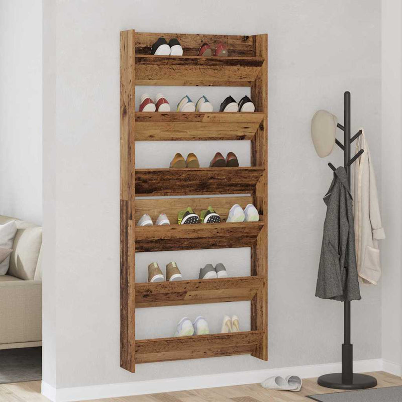 Chargez l'image dans la visionneuse de la galerie, Vidaxl schoenenkast 2 pcs oud hout 85 x 18 x 90 cm bewerkt hout
