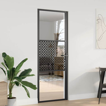 Vidaxl glazen deur fretwerk zwart 76 x 3.5 x 201.5 cm aluminium