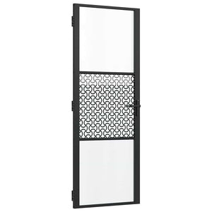 Vidaxl glazen deur fretwerk zwart 76 x 3.5 x 201.5 cm aluminium