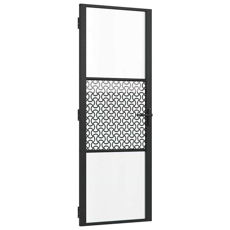 Chargez l'image dans la visionneuse de la galerie, Vidaxl glazen deur fretwerk zwart 76 x 3.5 x 201.5 cm aluminium
