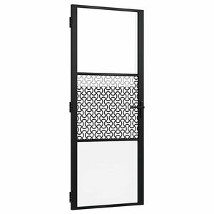 Vidaxl glazen deur fretwerk zwart 76 x 3.5 x 201.5 cm aluminium
