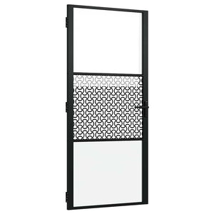 Vidaxl glazen deur fretwerk zwart 76 x 3.5 x 201.5 cm aluminium