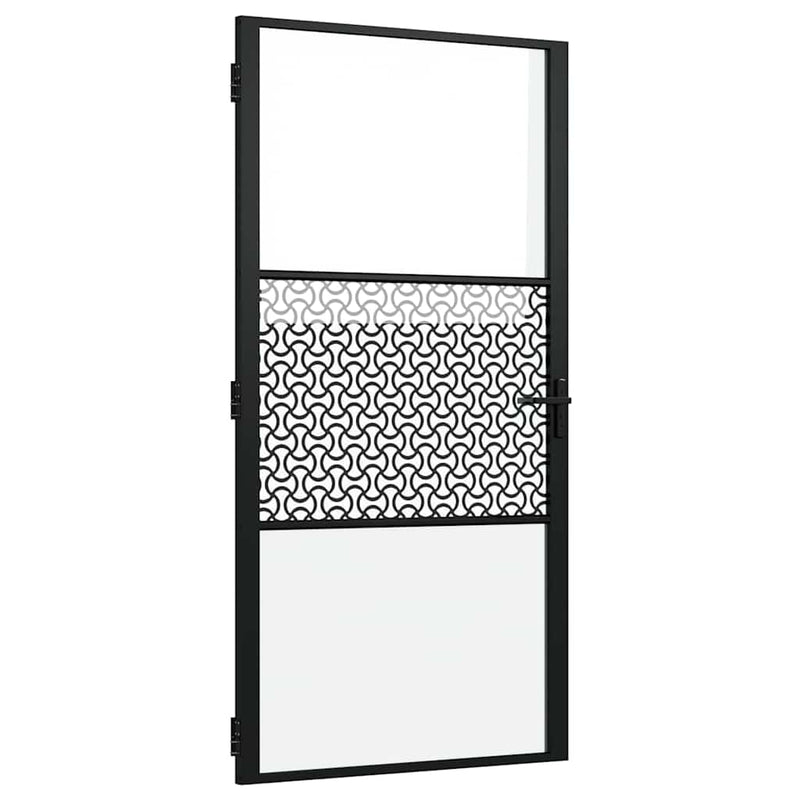Chargez l'image dans la visionneuse de la galerie, Vidaxl glazen deur fretwerk zwart 76 x 3.5 x 201.5 cm aluminium

