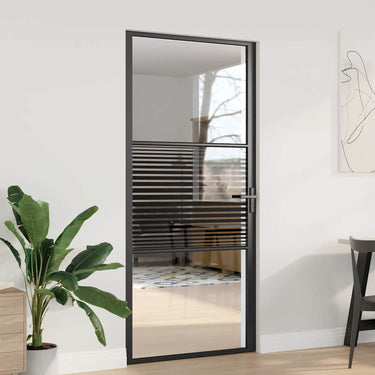 Vidaxl glazen deur gestreept zwart 76 x 3.5 x 201.5 cm aluminium