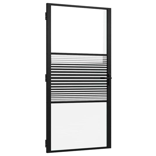 Vidaxl glazen deur gestreept zwart 76 x 3.5 x 201.5 cm aluminium