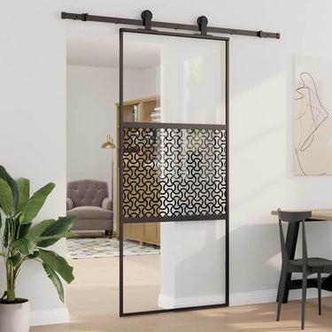 Vidaxl glazen deur fretwerk zwart 90 x 2 x 205 cm aluminium