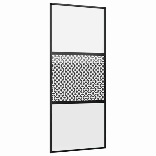 Vidaxl glazen deur fretwerk zwart 90 x 2 x 205 cm aluminium