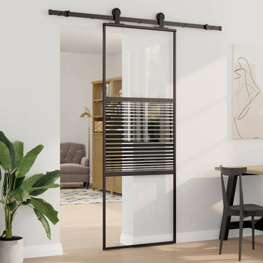 Vidaxl glazen deur gestreept zwart 90 x 2 x 205 cm aluminium
