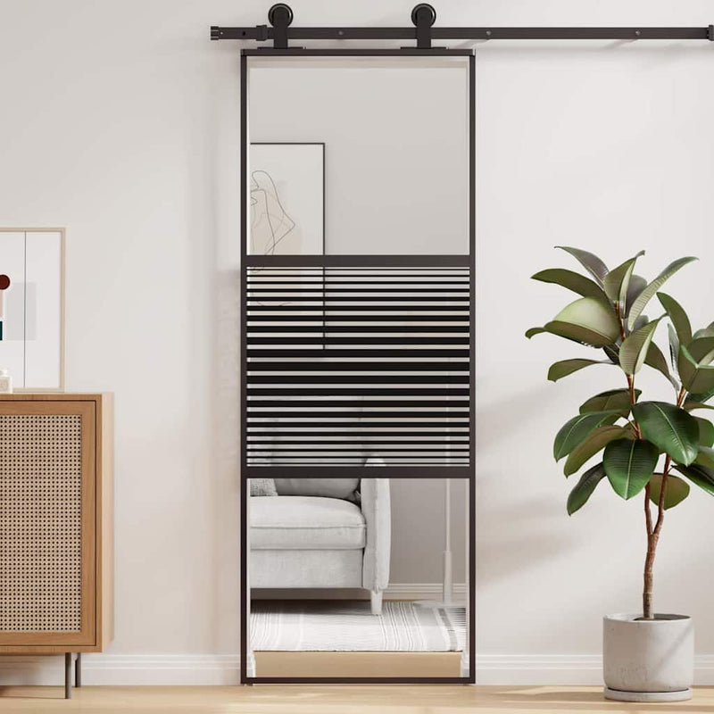 ギャラリービューアに画像をロードする, Vidaxl glazen deur gestreept zwart 90 x 2 x 205 cm aluminium
