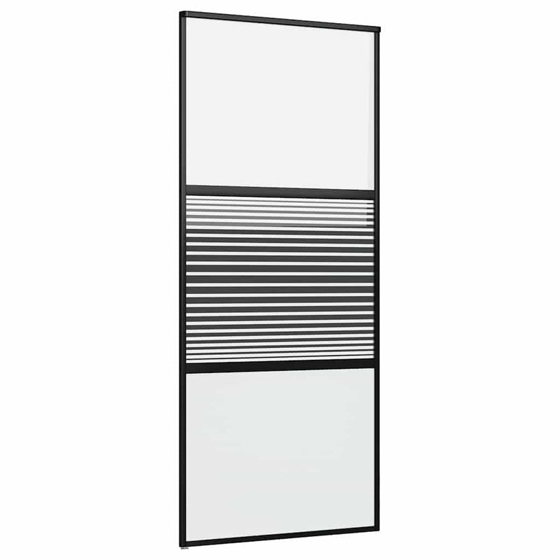 Chargez l'image dans la visionneuse de la galerie, Vidaxl glazen deur gestreept zwart 90 x 2 x 205 cm aluminium

