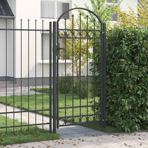 Vidaxl hekpoort met slot grijs 100 x 195 cm gepoedercoat staal
