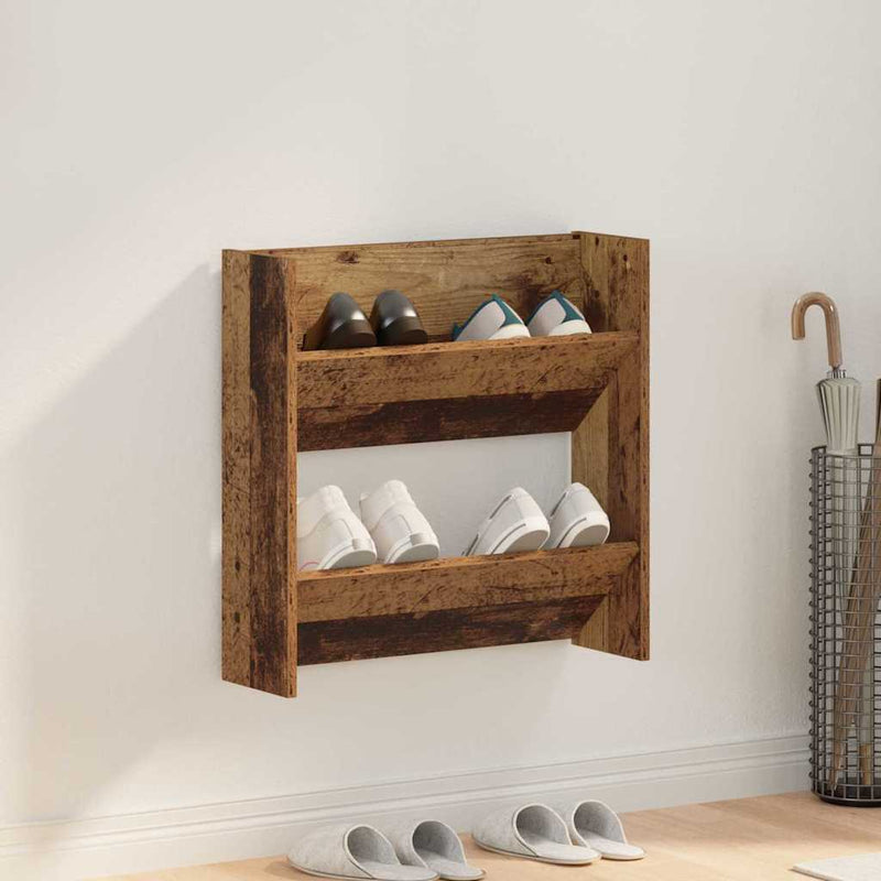 ギャラリービューアに画像をロードする, Vidaxl schoenenkast met plank oudhout 60 x 18 x 60 cm bewerkt hout
