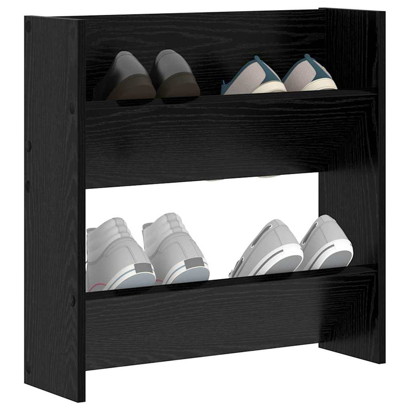 ギャラリービューアに画像をロードする, Vidaxl schoenenkast met plank zwart eiken 60 x 18 x 60 cm bewerkt hout
