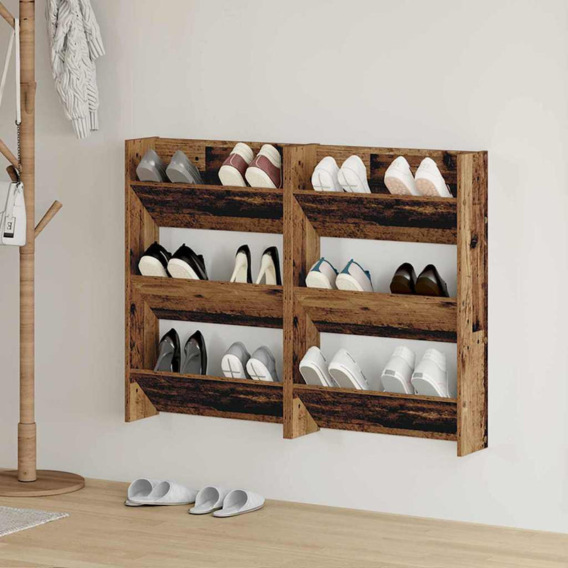 ギャラリービューアに画像をロードする, Vidaxl schoenenkast 2 pcs oudhout 60 x 18 x 90 cm bewerkt hout
