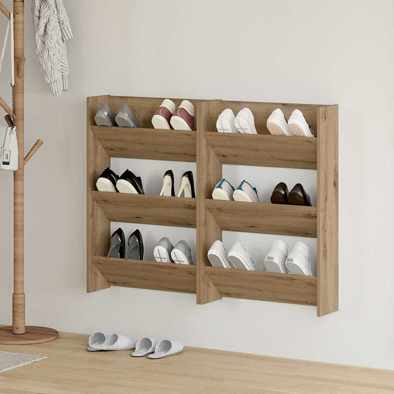 ギャラリービューアに画像をロードする, Vidaxl schoenenkast 2 pcs artisan eiken 60 x 18 x 90 cm bewerkt hout
