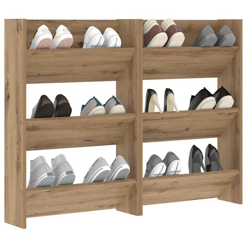 ギャラリービューアに画像をロードする, Vidaxl schoenenkast 2 pcs artisan eiken 60 x 18 x 90 cm bewerkt hout
