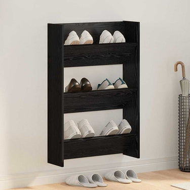 Vidaxl schoenenkast met plank zwart eiken 60 x 18 x 90 cm bewerkt hout