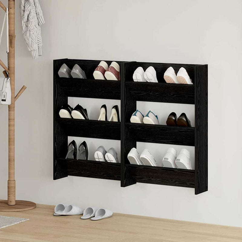 ギャラリービューアに画像をロードする, Vidaxl schoenenkast 2 pcs zwart eiken 60 x 18 x 90 cm bewerkt hout
