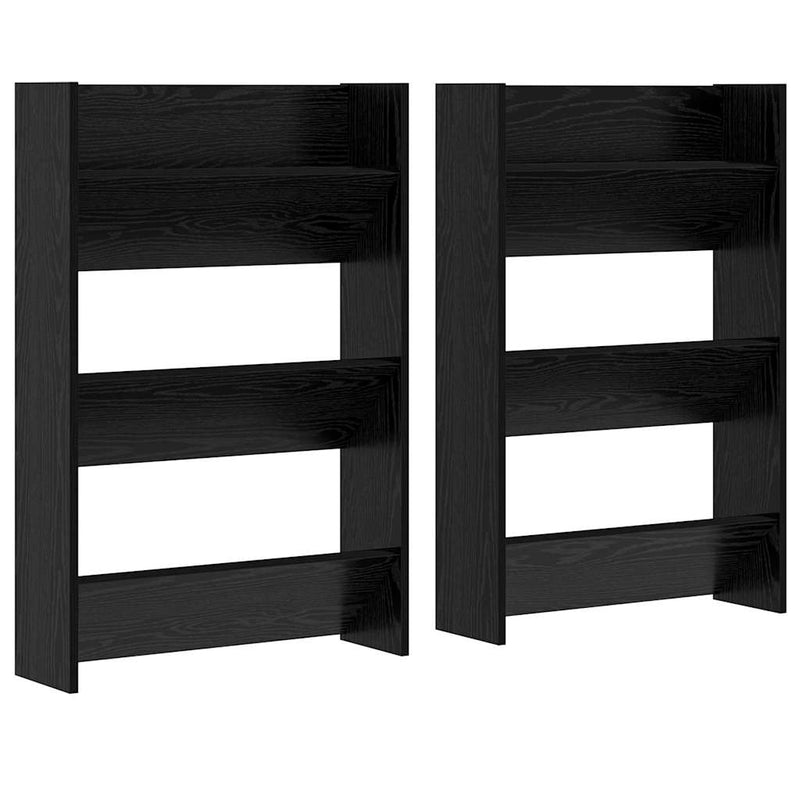 ギャラリービューアに画像をロードする, Vidaxl schoenenkast 2 pcs zwart eiken 60 x 18 x 90 cm bewerkt hout
